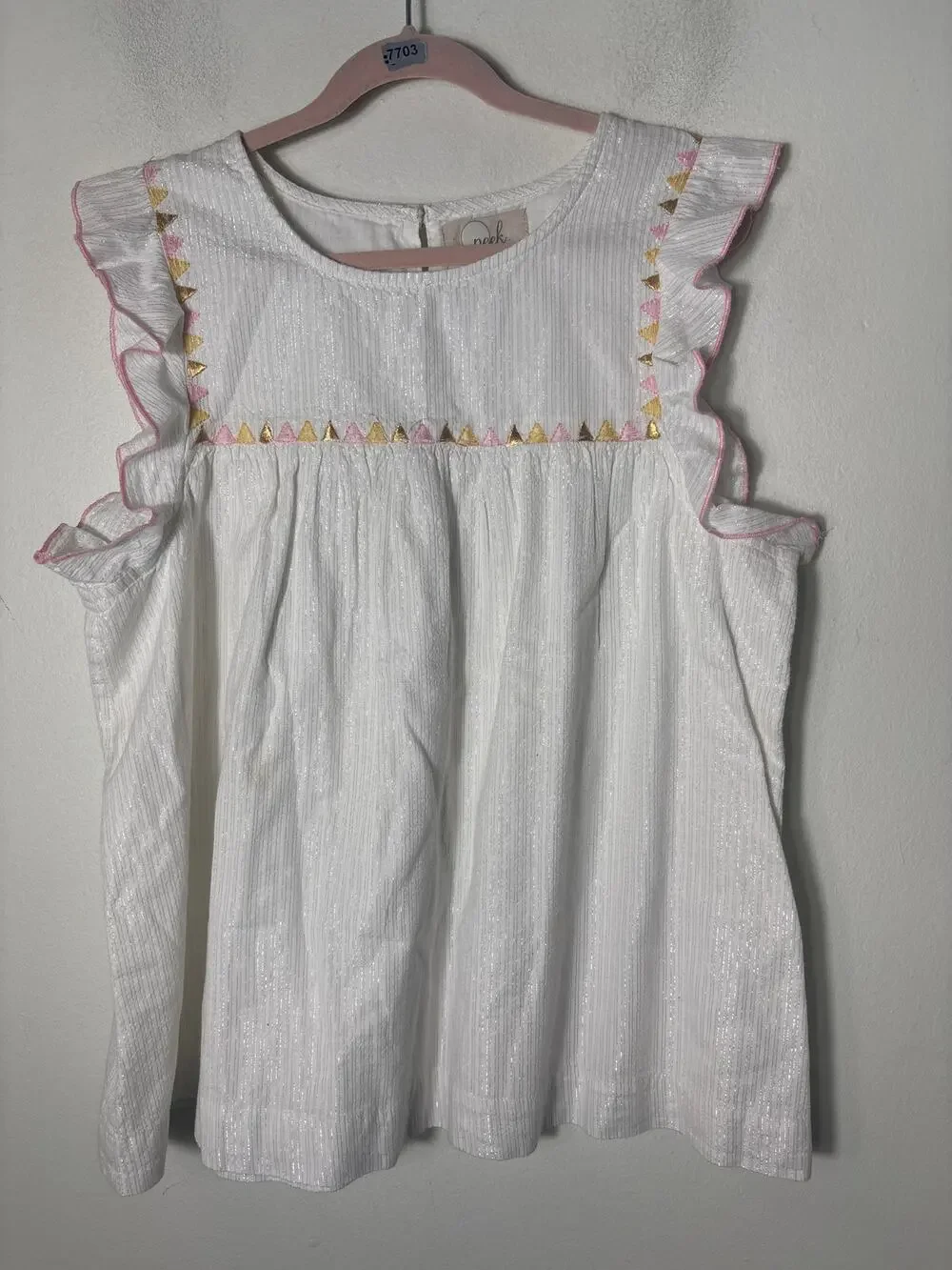 Girls Peek...Kids White Flutter Sleeve Cotton Top Sz 12